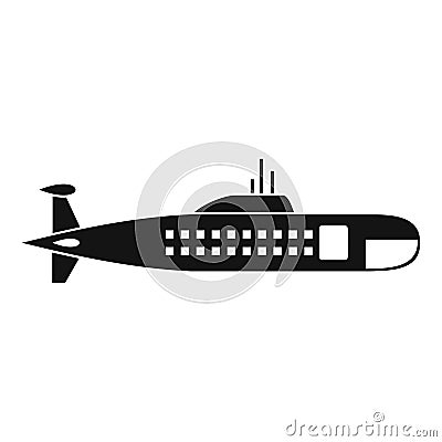 Military submarine icon, simple style Vector Illustration