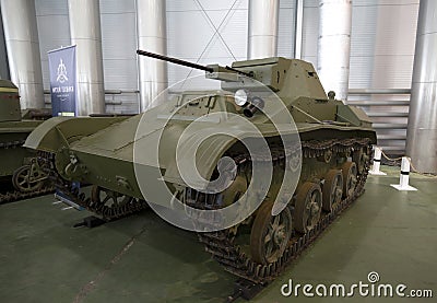 The military-technical festival `the Motors of Victory` in the park `Sokolniki`. Soviet light tank T-60 period of the great P Editorial Stock Photo