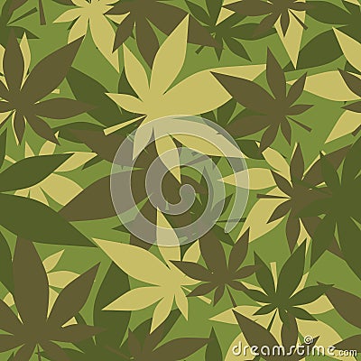 Military texture of marijuana. Soldiers camouflage hemp. Army se Vector Illustration