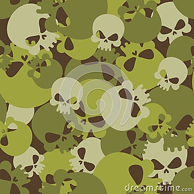 Military texture of skulls. Camouflage army seamless pattern fro Vector Illustration
