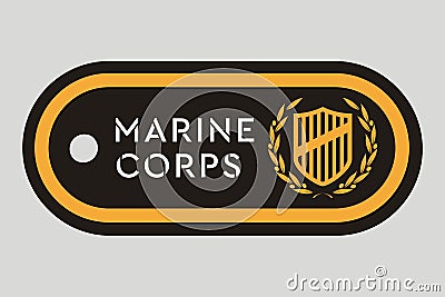 Military Token. Emblem of Marine Corps. Army Badge. Design Elements for Military Style Jackets Shirt and T-Shirts Vector Illustration