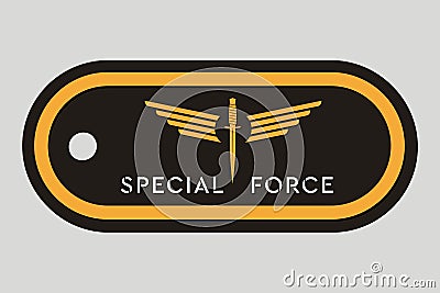 Military Token. Emblem of Special Force. Army Badge. Design Elements for Military Style Jackets Shirt and T-Shirts Vector Illustration