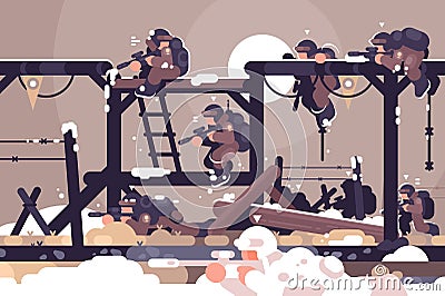 Military training camp Vector Illustration