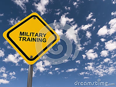 Military training traffic sign Stock Photo
