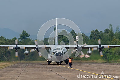 Military transport aircraft Stock Photo