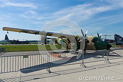 Military transport aircraft PZL M28B Bryza development of licence-built Antonov An-28. Editorial Stock Photo