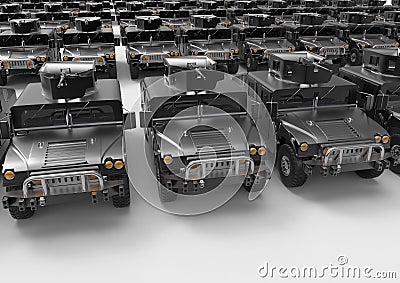 Military truck fleet Cartoon Illustration