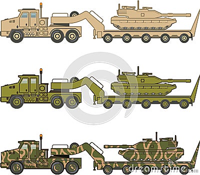 Military Truck pulling tank vector Vector Illustration