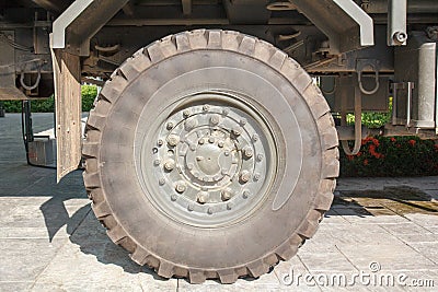 Military truck tires. Stock Photo