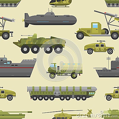 Military trucks pattern. Vector Illustration