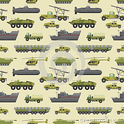 Military trucks pattern. Vector Illustration