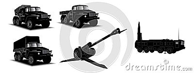 Military trucks set Vector Illustration