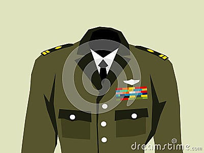 Military uniform with high officer rank insignia Vector Illustration