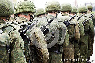 Military uniform soldier row Stock Photo