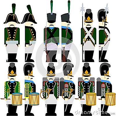 Military Uniforms Army Bavaria in 1812-4 Vector Illustration