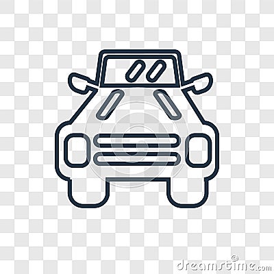 Military vehicle concept vector linear icon isolated on transparent background, Military vehicle concept transparency logo in out Vector Illustration