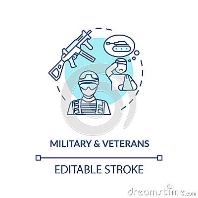 Military and veterans social service concept icon Vector Illustration