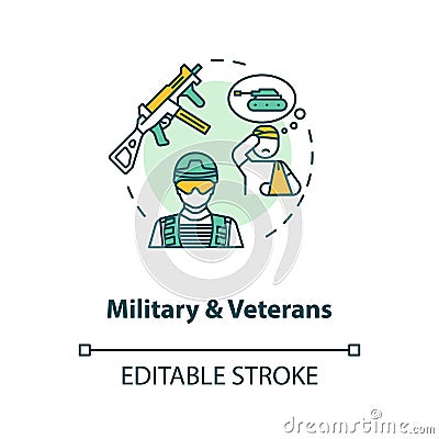 Military and veterans social service concept icon Vector Illustration