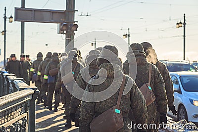 Military winter on city streets Editorial Stock Photo