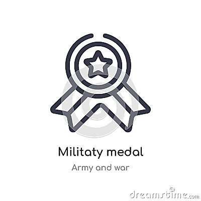 militaty medal outline icon. isolated line vector illustration from army and war collection. editable thin stroke militaty medal Vector Illustration