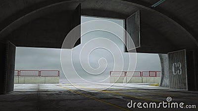 Militay base, hangar, bunker. Interior Stock Photo