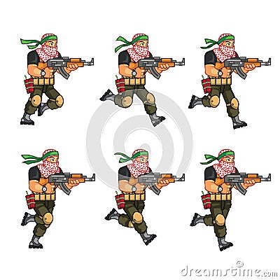 Militia Running Sprite Vector Illustration