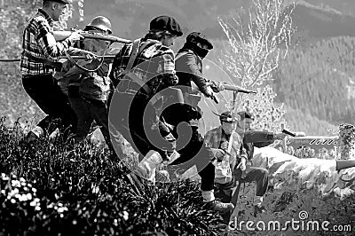 Recreation battle Elgeta 1937 Spanish civil war 12. Editorial Stock Photo