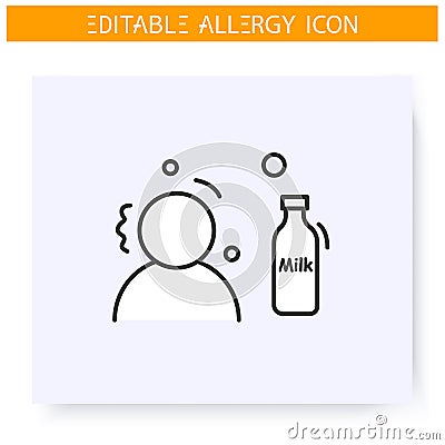 Milk allergy line icon. Editable illustration Vector Illustration