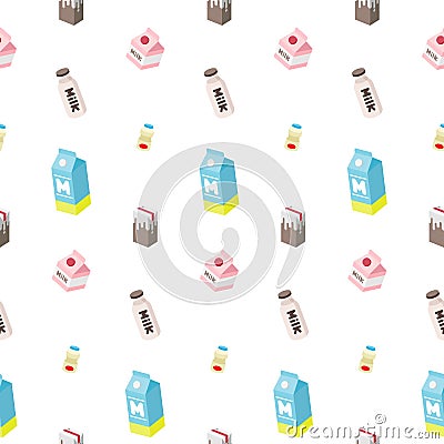 Milk bottle juice yogurt Seamless pattern isolated wallpaper background White Stock Photo