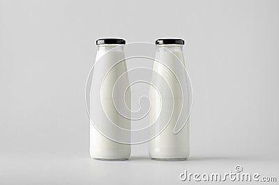 Milk Bottle Mock-Up - Two Bottles Stock Photo