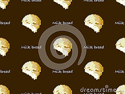 Milk bread seamless pattern on yellow background. Pixel style Stock Photo