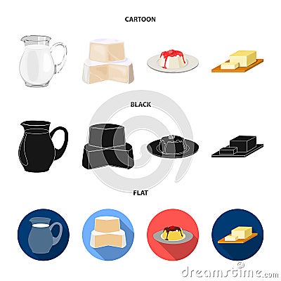 Milk, Calcium, Product, Food .Milk product and sweet set collection icons in cartoon,black,flat style vector symbol Vector Illustration