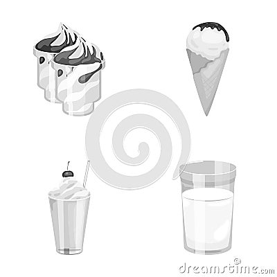 Milk, Calcium, Product, Food .Milk product and sweet set collection icons in monochrome style vector symbol stock Vector Illustration