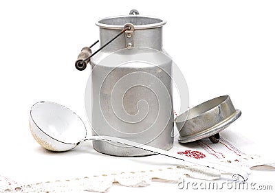 Milk can open Stock Photo