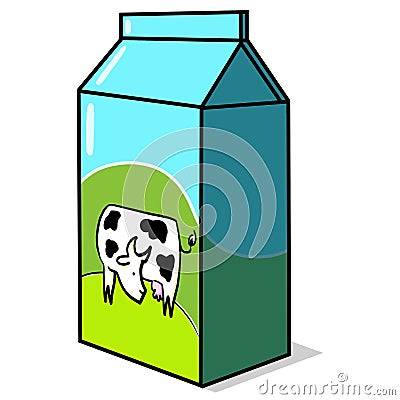 Milk carton illustration on white background Cartoon Illustration