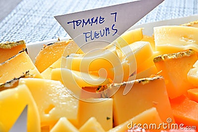 Milk Cheese La Tomme 7 Fleurs Stock Photo