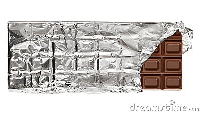 Milk chocolate bar in tinfoil Stock Photo