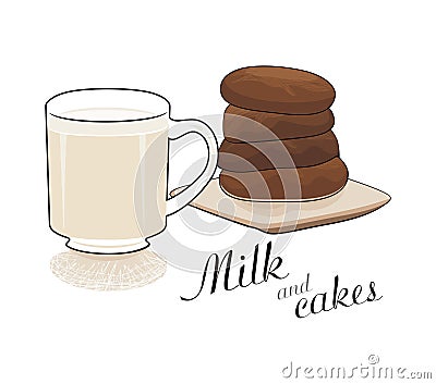 Milk and chocolate cakes - vector drawing Vector Illustration