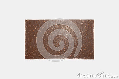 Smooth milk chocolate bar with nuts, isolated on a white background. Stock Photo