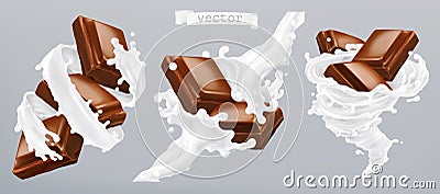 Milk and chocolate, 3d vector icon Vector Illustration