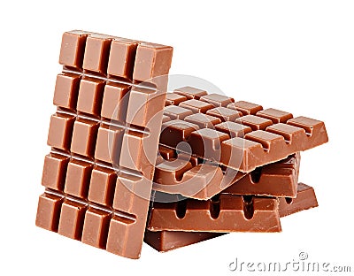 Milk chocolate isolated on white Stock Photo