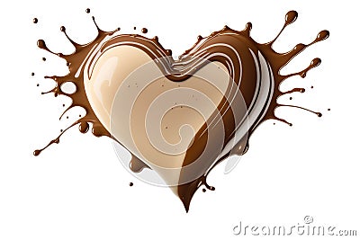 Milk and chocolate mixed heart shape Cartoon Illustration