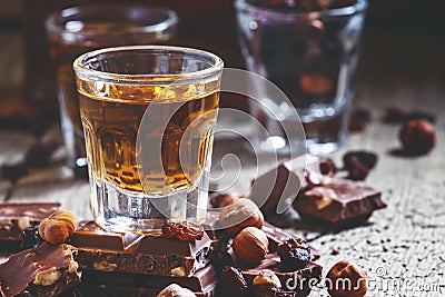 Milk chocolate with nuts and raisins with dark Jamaican rum, sel Stock Photo