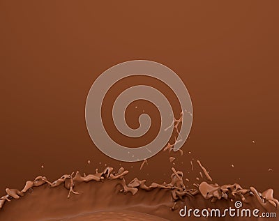 Milk chocolate splash brown background 3D illustration Cartoon Illustration