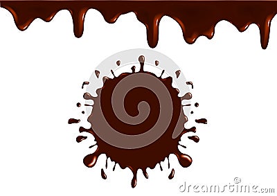 Milk chocolate splash logo , icon and . tasty chocolate milk Stock Photo