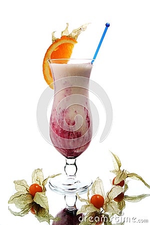 Milk cocktail with orange Stock Photo