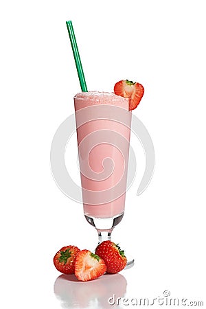 Milk cocktail with strawberry Stock Photo