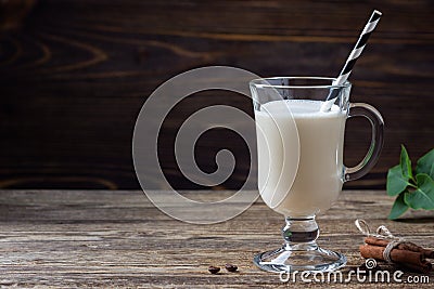 Milk cocktail on wooden table Stock Photo