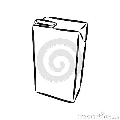 milk container or box packaging. vector hand drawn sketch illustration Vector Illustration