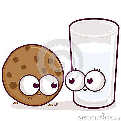 Cartoon milk and cookie. Vector illustration Vector Illustration